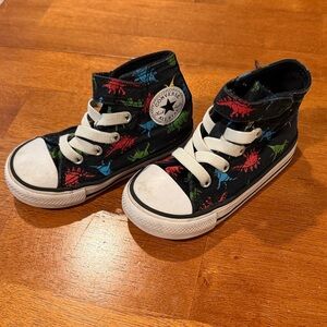 Converse Kids' Black High-Tops with Dinosaur Print, 6